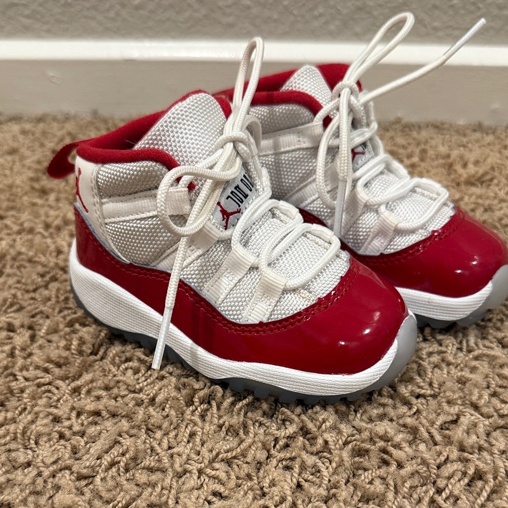 Jordan Kids Red and White High-Top Sneakers
